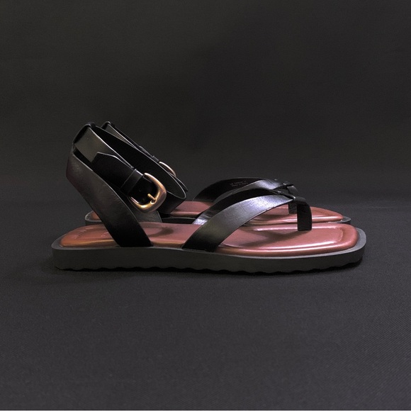 VINCE Samuela Genuine Leather Lug Sol Sandal w/ Ankle Strap 9 Black Brown - Picture 4 of 9